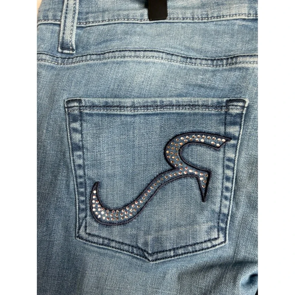 Rock & Republic Kasandra Bootcut Jeans Rhinestone Logo Medium Wash‎ Womens 16M